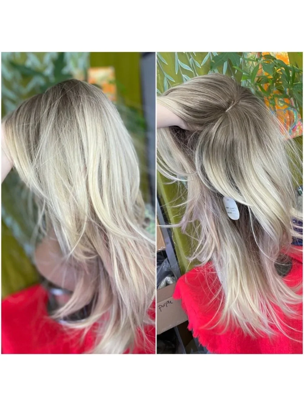 LAST ONE blonde with pink highlights layered wig